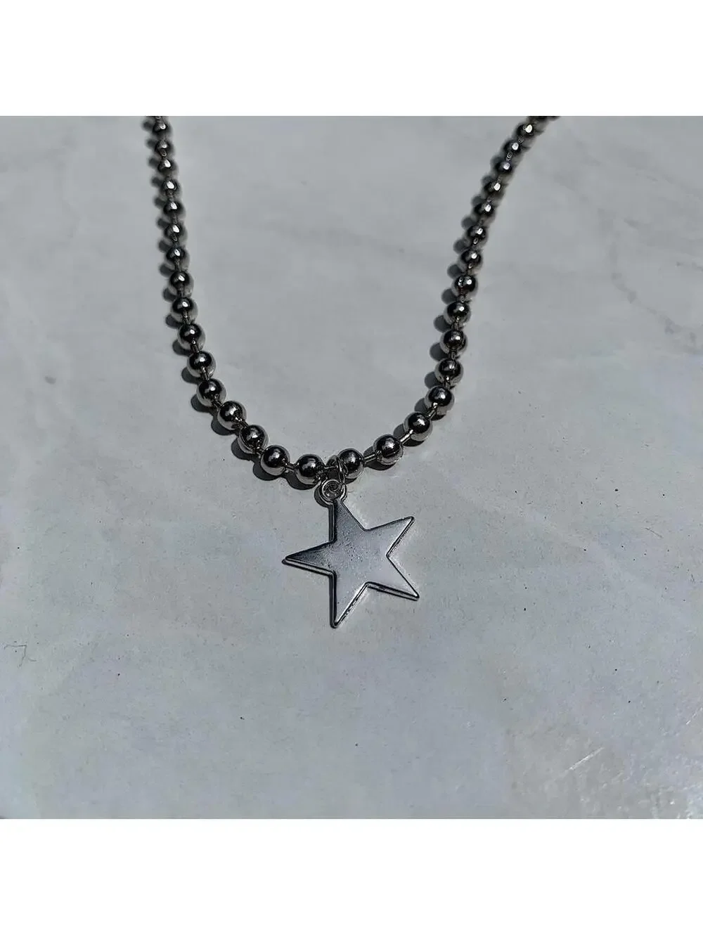 Steel Star Pendant y2k Cyber style choker necklace. Men’s women’s unisex. 17.5